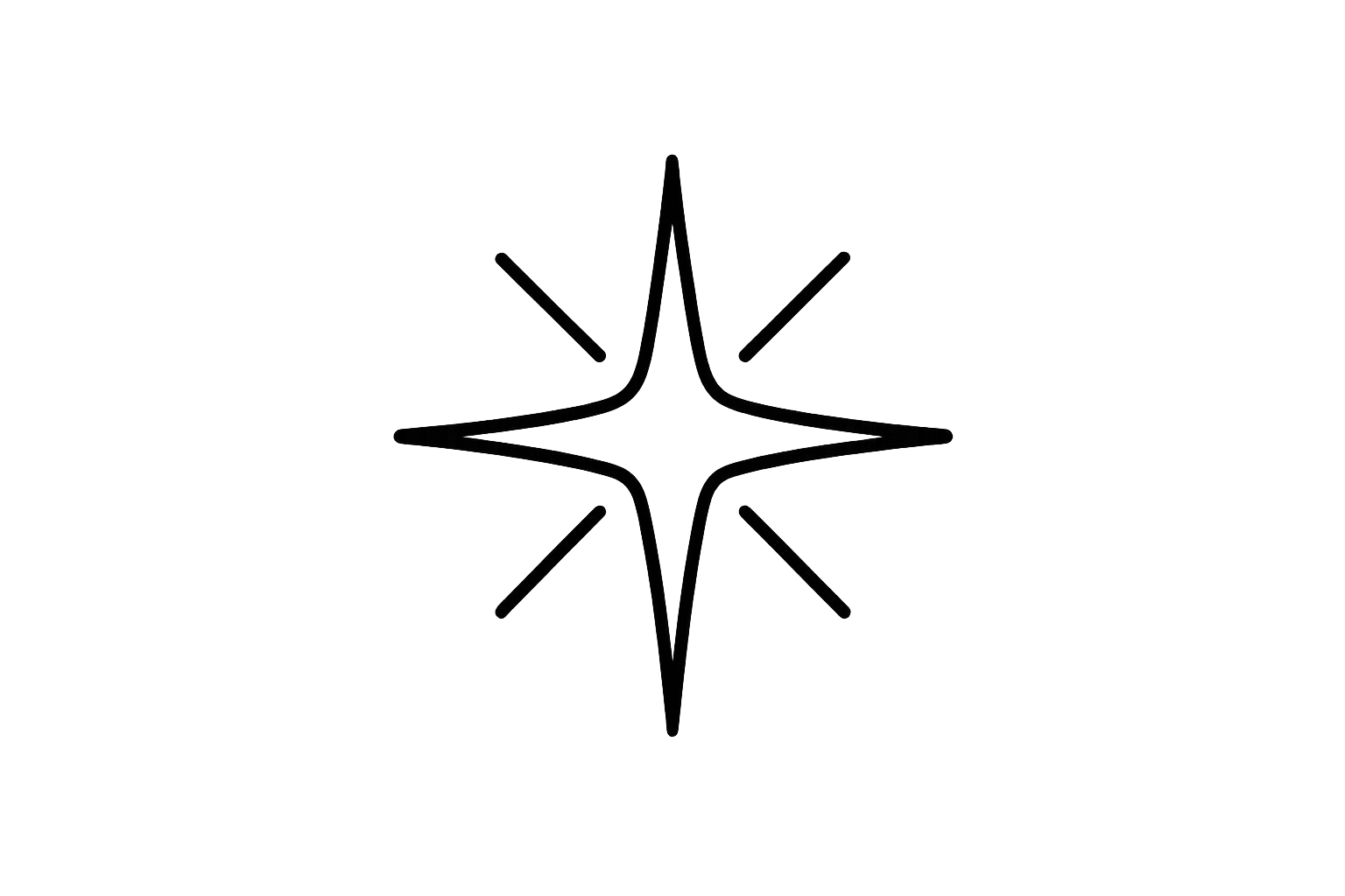 make a sparkle icon with only black outilne